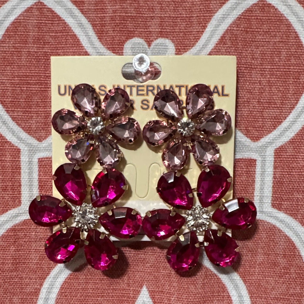 Pink Floral Drop Earrings